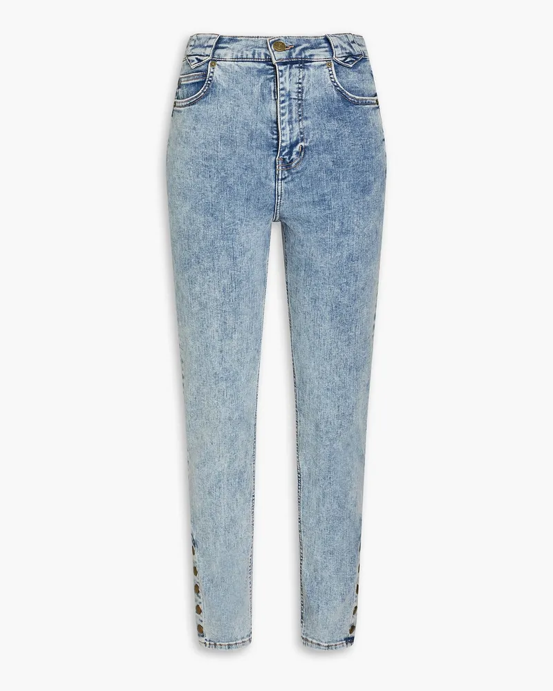 Frame Denim Hoch sitzende Cropped Skinny Jeans Blau