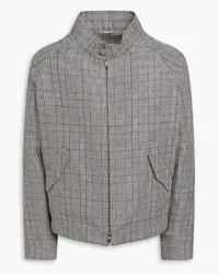 Thom Browne Jacke aus Leinen mit Glencheck-Muster Schwarz