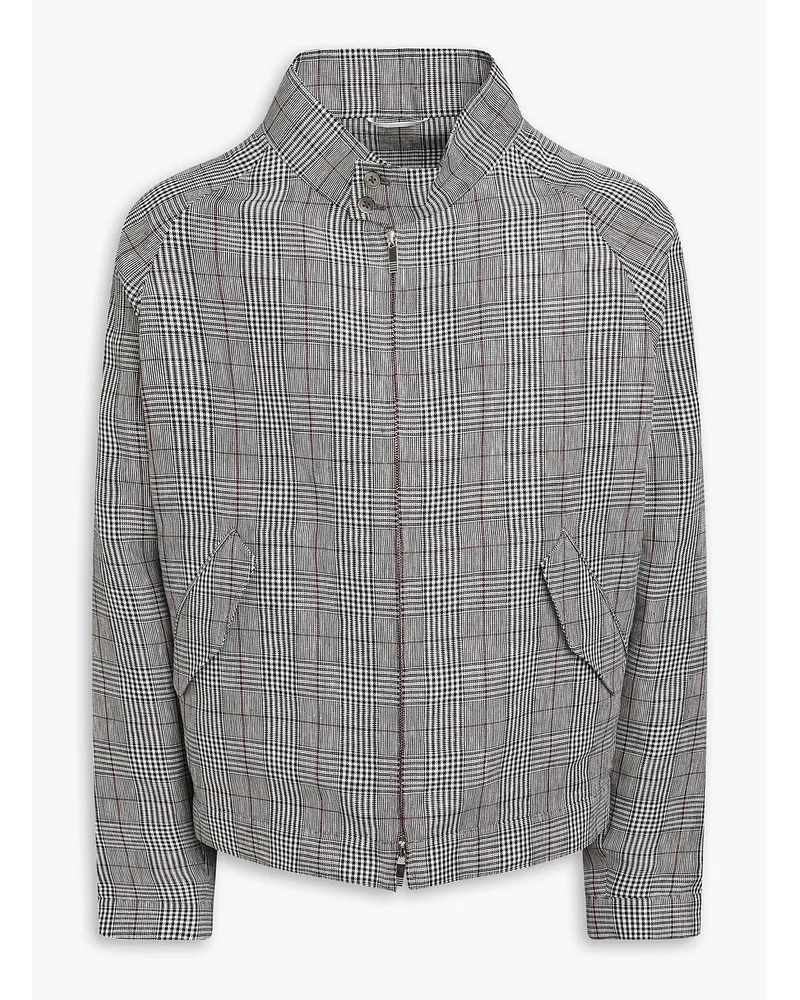 Thom Browne Jacke aus Leinen mit Glencheck-Muster Schwarz