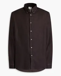 Paul Smith Hemd aus Flanell aus einer Baumwollmischung mit Fischgratmuster Braun