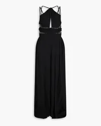 Zuhair Murad Crystal-embellished twisted cutout crepe jumpsuit Schwarz