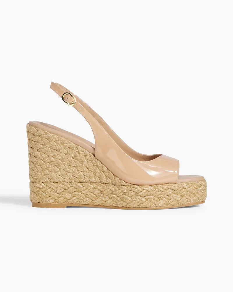 Stuart Weitzman Island Espadrille-Slingback-Wedges aus Lackleder Neutral