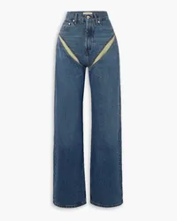 Y/PROJECT Hoch sitzende Jeans mit geradem Bein und Cut-outs Blau