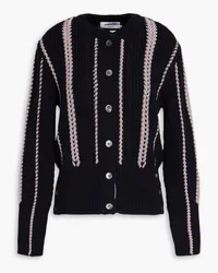 Thom Browne Cardigan aus Kaschmir mit Zopfstrickmuster Blau