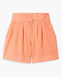 Solid and Striped The Talia Shorts aus Baumwolle mit eingewebten Punkten und Gürtel Orange