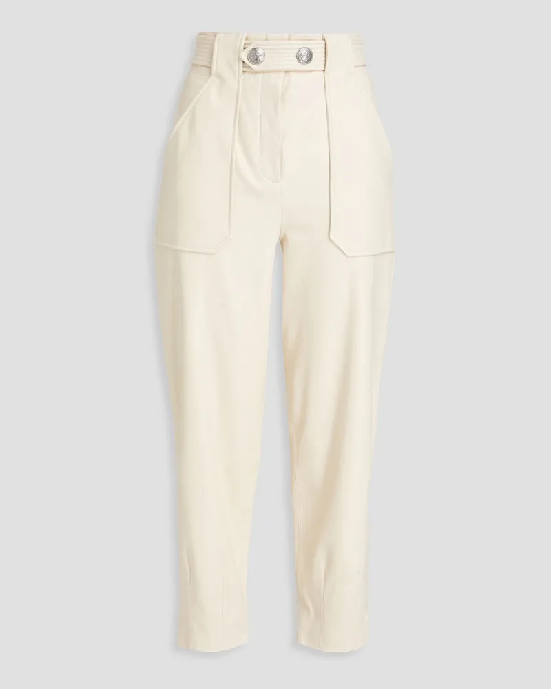 Veronica Beard Atala Cropped Karottenhose aus Kunstleder Weiß