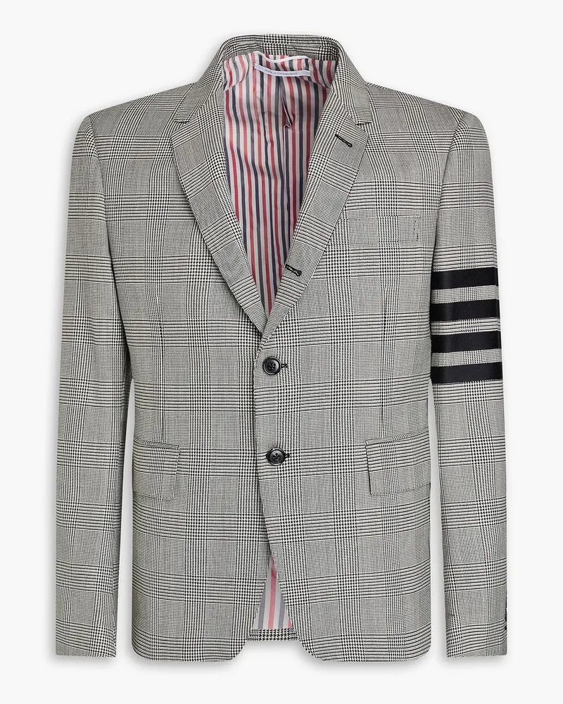 Thom Browne Gestreifter Blazer aus Wolle mit Glencheck-Muster Schwarz