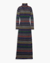 Missoni Rückenfreies Maxikleid aus Häkelstrick inMetallic-Optik Blau