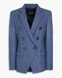 Giorgio Armani Doppelreihiger Blazer aus Twill aus einer Wollmischung Blau