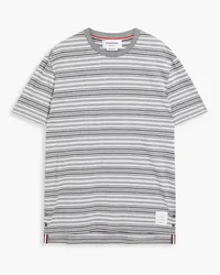 Thom Browne T-Shirt aus Baumwoll-Jersey mit Streifen Grau