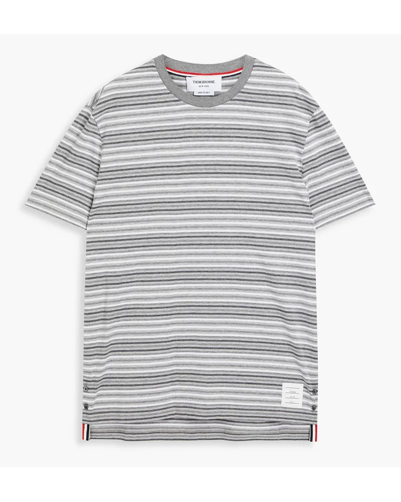 Thom Browne T-Shirt aus Baumwoll-Jersey mit Streifen Grau