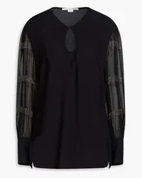 Stella McCartney Michelle Bluse aus Crêpe mit Kristallverzierung Schwarz