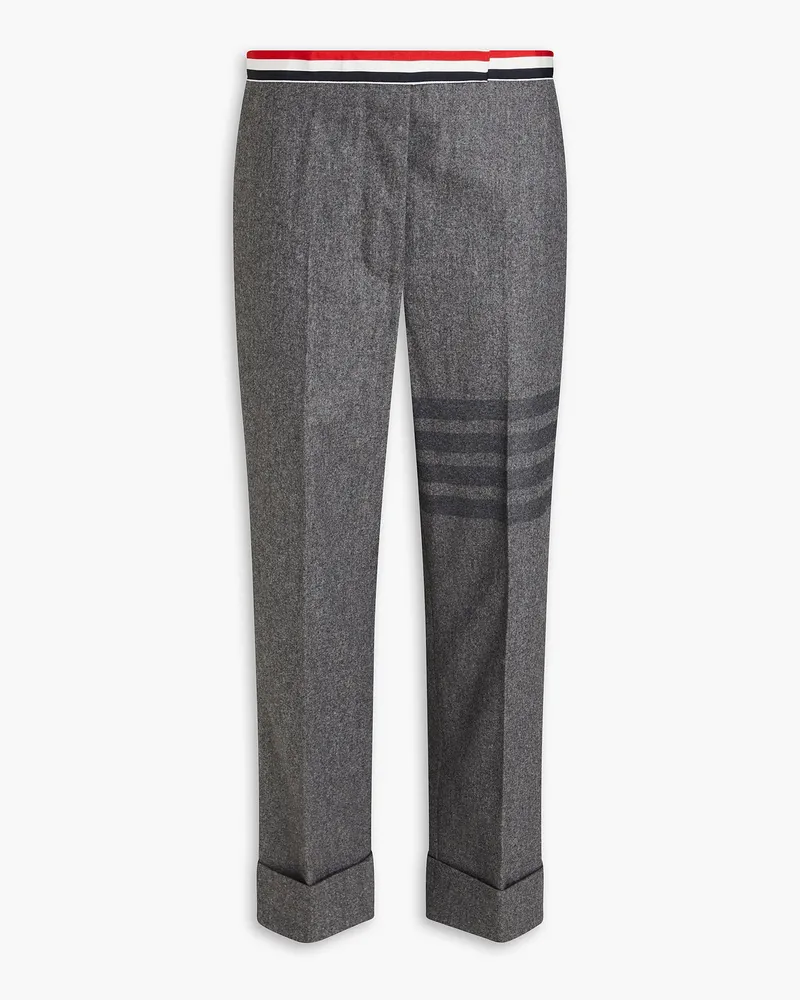 Thom Browne Cropped Hose mit geradem Bein aus Flanell aus einer Woll-Kaschmirmischung mit Streifen Grau