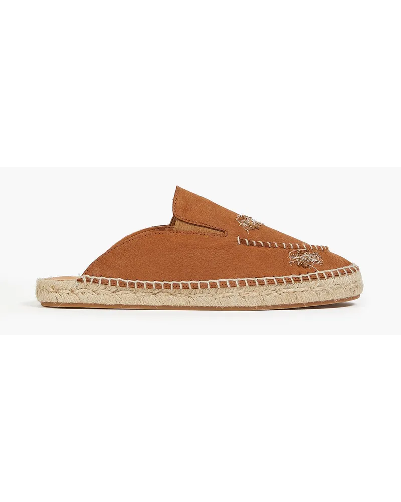 Maison Margiela Espadrille-Mules aus Narbenleder mit Stickereien Braun