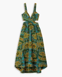 Ulla Johnson Sarika Midikleid aus bedrucktem Baumwoll-Canvas mit Cut-outs Gelb