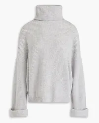 Brunello Cucinelli Rollkragenpullover aus geripptem Kaschmir Grau