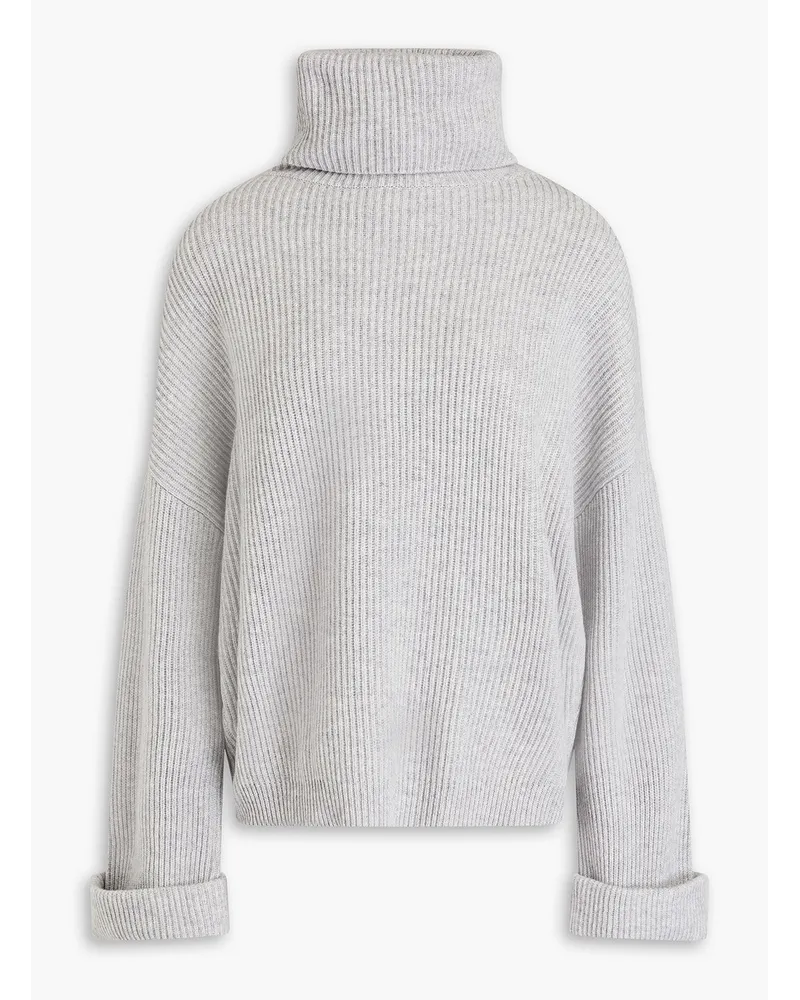 Brunello Cucinelli Rollkragenpullover aus geripptem Kaschmir Grau