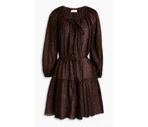 Gerafftes Kleid aus Baumwolle mit Leopardenprint