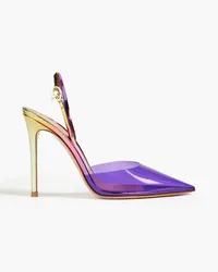 Gianvito Rossi D'Orsay Slingback-Pumps aus PVC und verspiegeltem Leder Lila