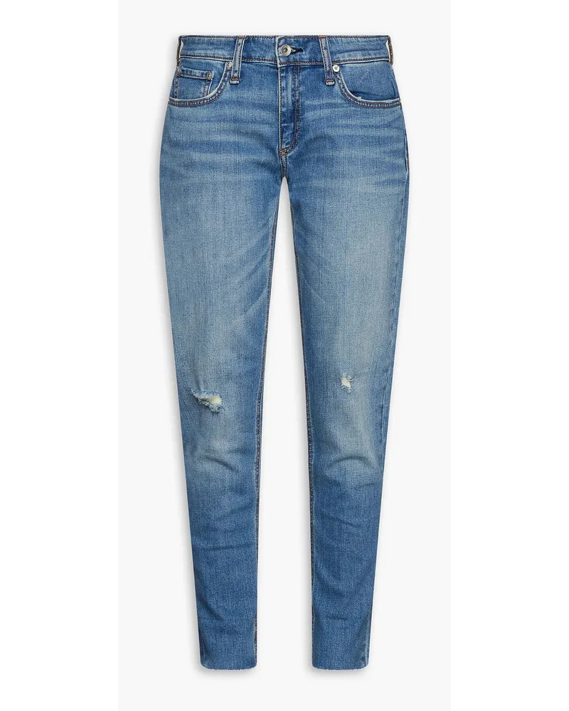 Rag & Bone Dre halbhohe Jeans mit schmalem Bein inDistressed-Optik Blau