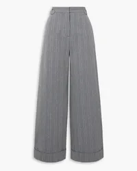 See by Chloé Gestreifte Hose mit weitem Bein aus Baumwolle Grau