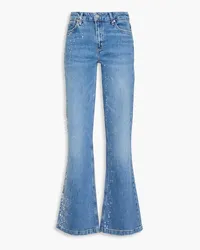 Paige Sabine halbhohe bemalte Bootcut-Jeans Blau