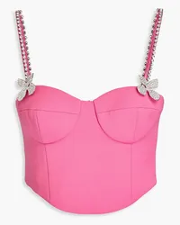 Area Cropped Bustier-Oberteil aus Crêpe aus einer Wollmischung mit Kristallverzierung Pink