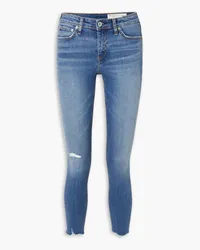 Rag & Bone Cate halbhohe Cropped Skinny Jeans inDistressed-Optik Blau