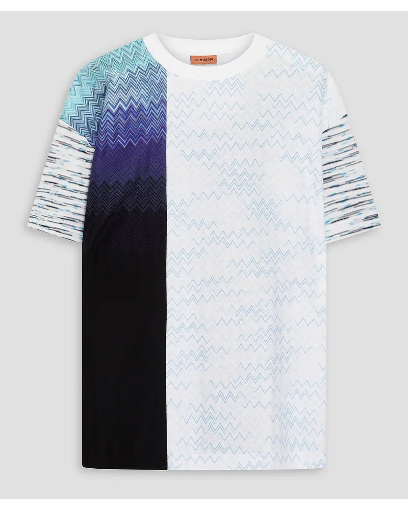 Missoni T-Shirt aus Häkelstrick inPatchwork-Optik Blau