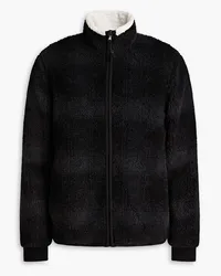 James Perse Karierte Jacke aus Shearling-Imitat Grau