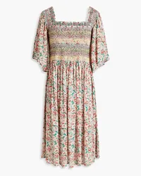 See by Chloé Gerafftes Kleid aus Crêpe mit floralem Print Bunt