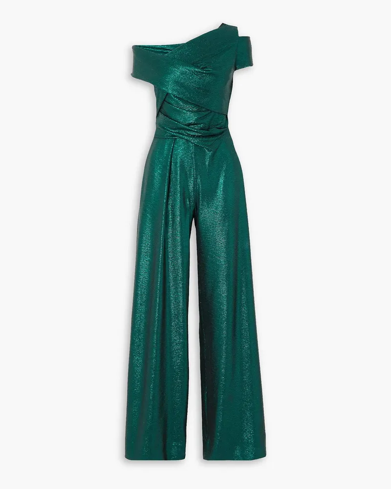 Talbot Runhof Asymmetrischer Jumpsuit aus Stretch-Jersey mit Pailletten Grün