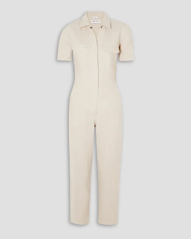 Rivet Utility Worker verkürzter Jumpsuit aus Leinen Weiß