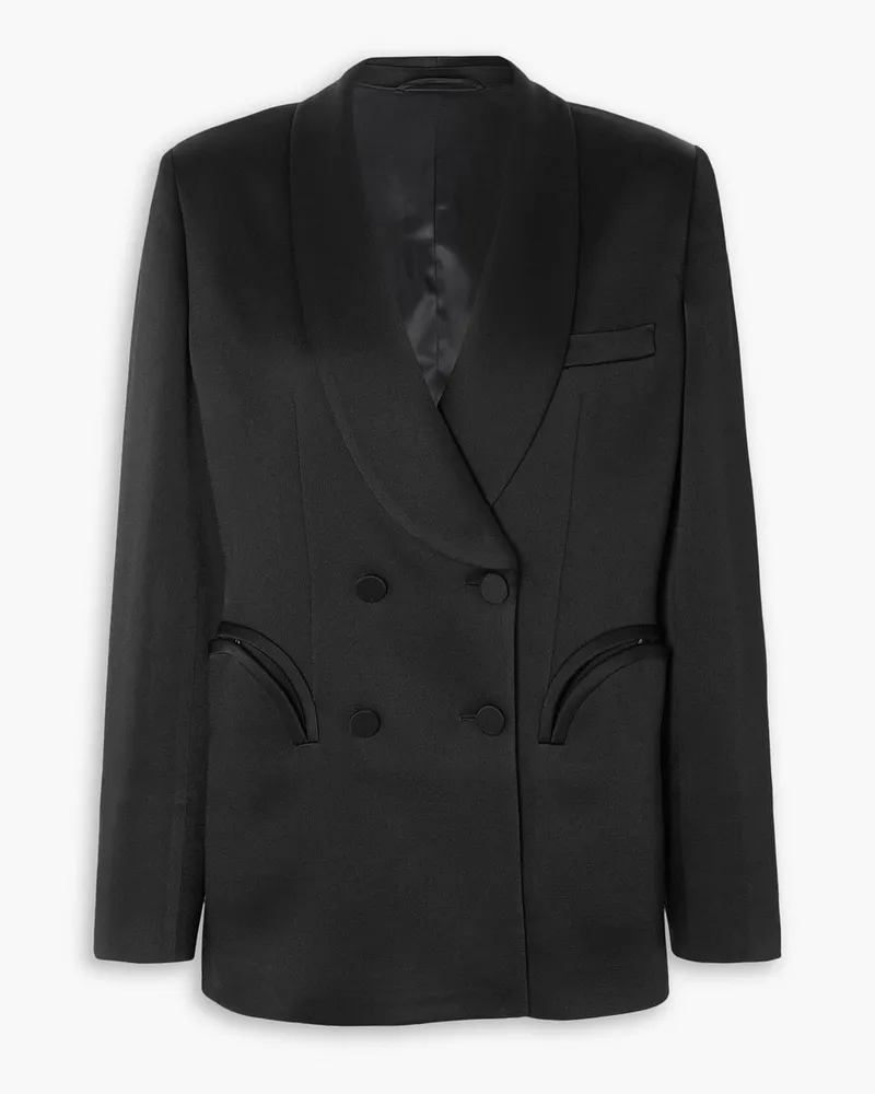 Blazé Milano Heart Smoking doppelreihiger Blazer aus Satin Schwarz