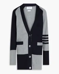 Thom Browne Zweifarbiger Cardigan aus Baumwolle mit Streifen Grau