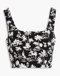 Maje Cropped printed cotton tank Schwarz