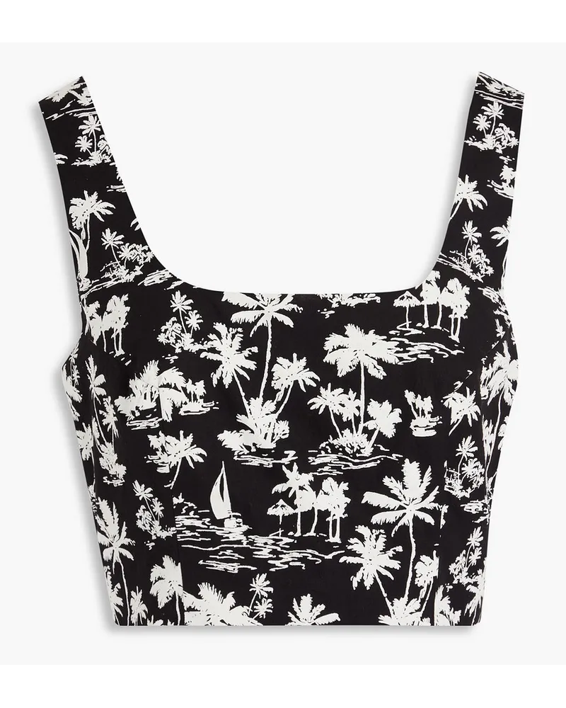 Maje Cropped printed cotton tank Schwarz