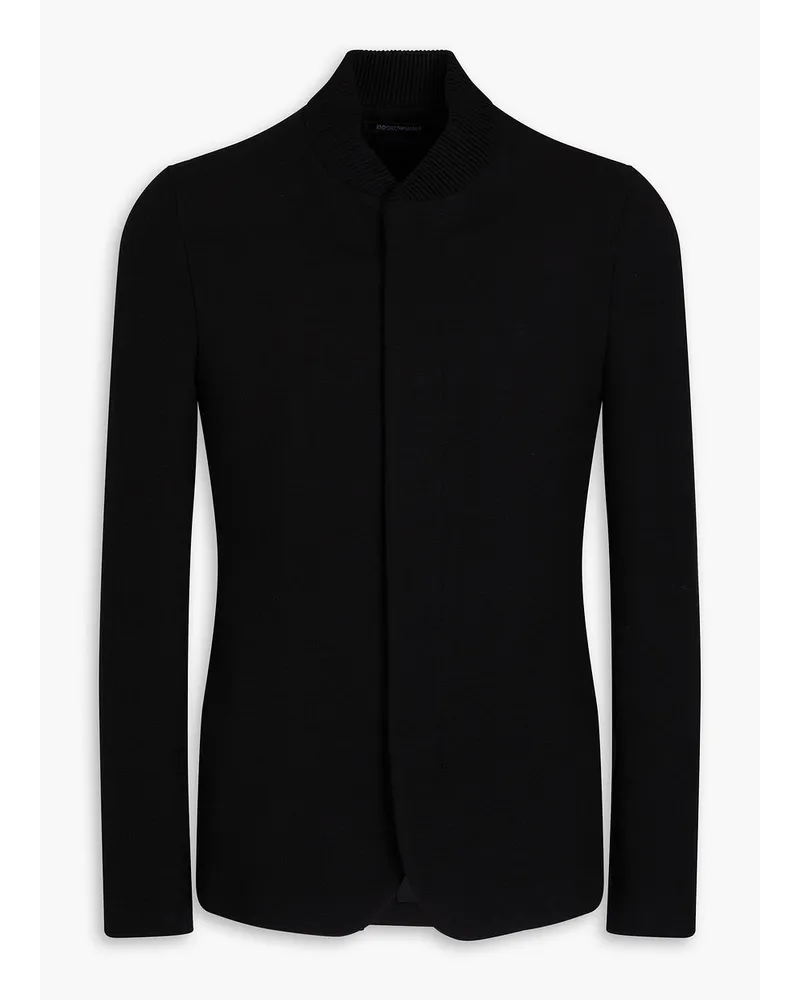 Emporio Armani Doppelreihiger Blazer aus Cloqué mit Rautenmuster Schwarz