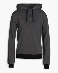 Dolce & Gabbana Hoodie aus Baumwollfrottee mit Tunnelzug und Print Grau