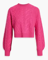 CAMI NYC Davney Cropped Pullover aus Merinowolle mit Zopfstrickmuster Pink