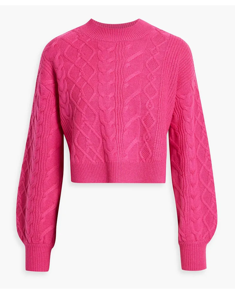 CAMI NYC Davney Cropped Pullover aus Merinowolle mit Zopfstrickmuster Pink