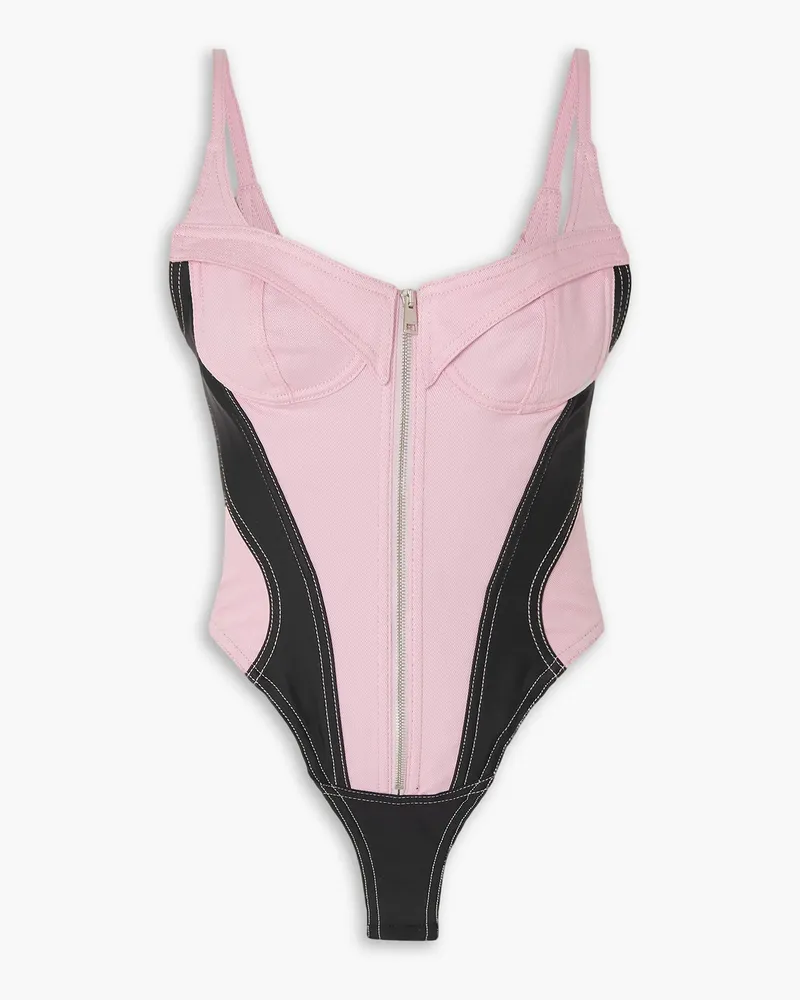 Thierry Mugler Body aus Denim und Stretch-Jersey Pink