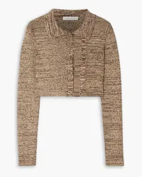 Christopher Esber Cropped Cardigan aus meliertem Rippstrick Braun