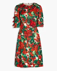 Dolce & Gabbana Verziertes Kleid aus einer Baumwollmischung mit floralem Print Rot