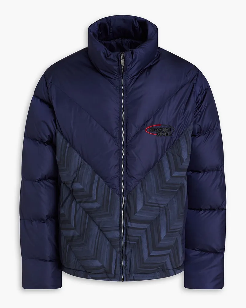 Missoni Bedruckte Daunenjacke aus gestepptem Shell Blau