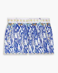 Emporio Sirenuse Bedruckte Shorts aus Baumwollpopeline Blau