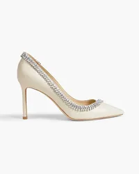 Jimmy Choo Romy 85 Pumps aus Leder mit Kristallverzierung Weiß