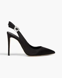 Giuseppe Zanotti Slingback-Pumps aus Satin mit Kristallverzierung Schwarz