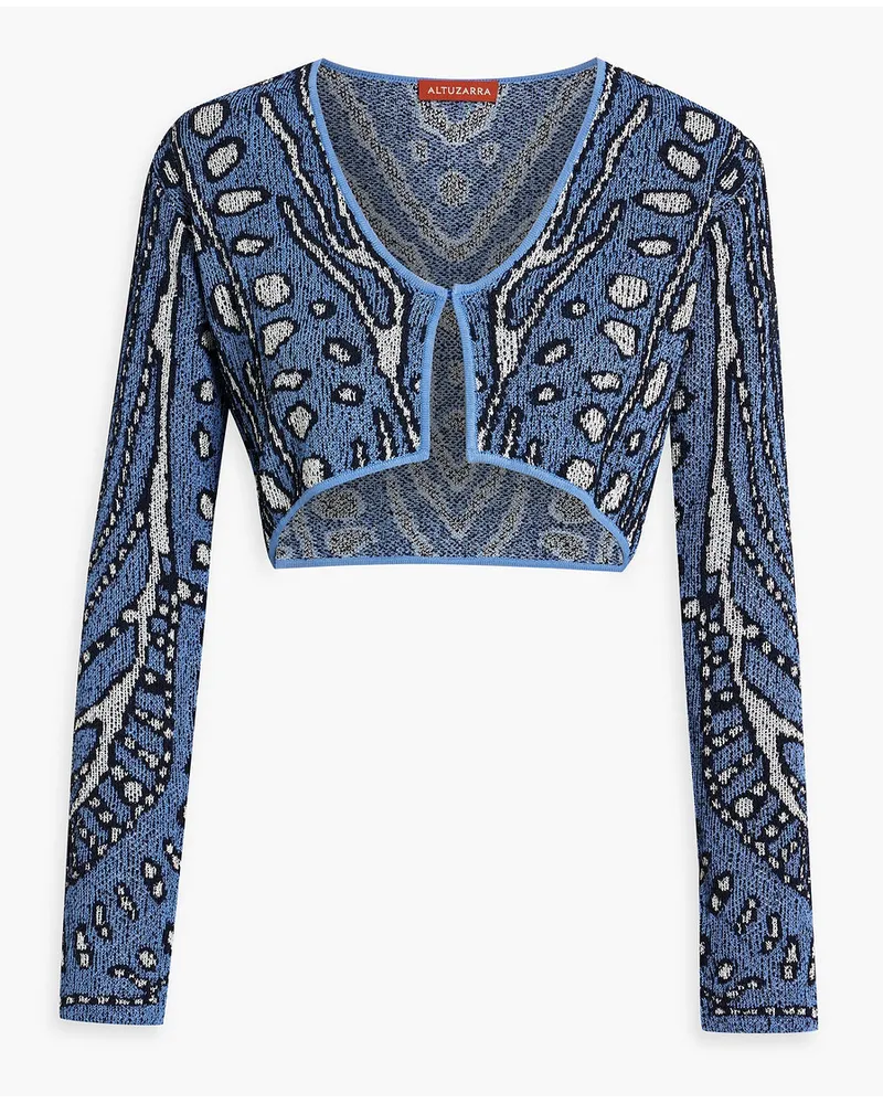 Altuzarra Cropped Cardigan aus Jacquard-Strick Blau