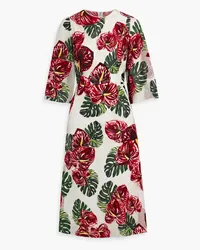 Dolce & Gabbana Midikleid aus Organza mit floralem Print Rot